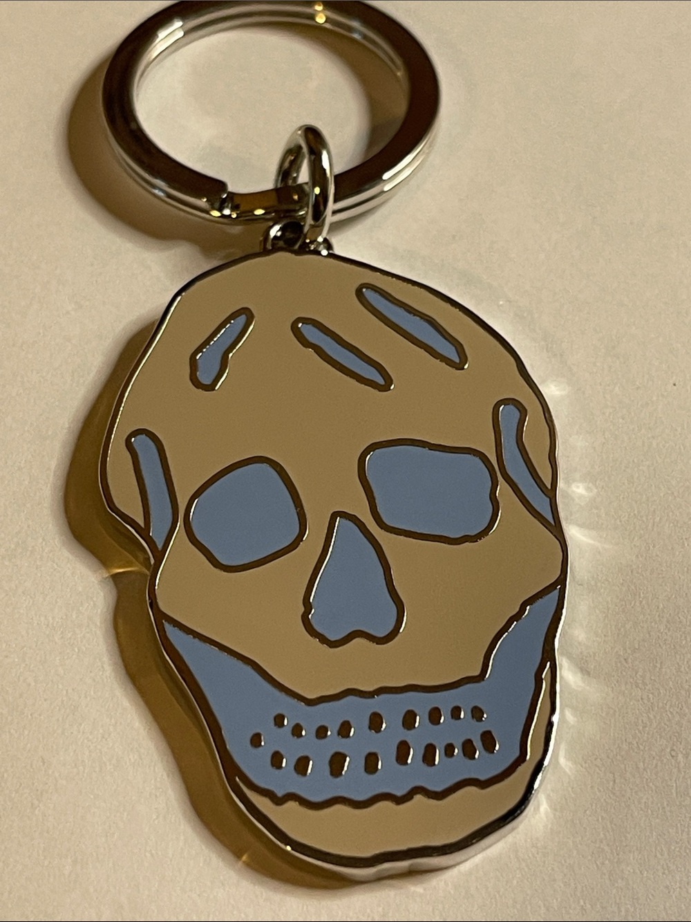 Alexander McQueen Skull Keychain Pendant in Beige and Light Blue